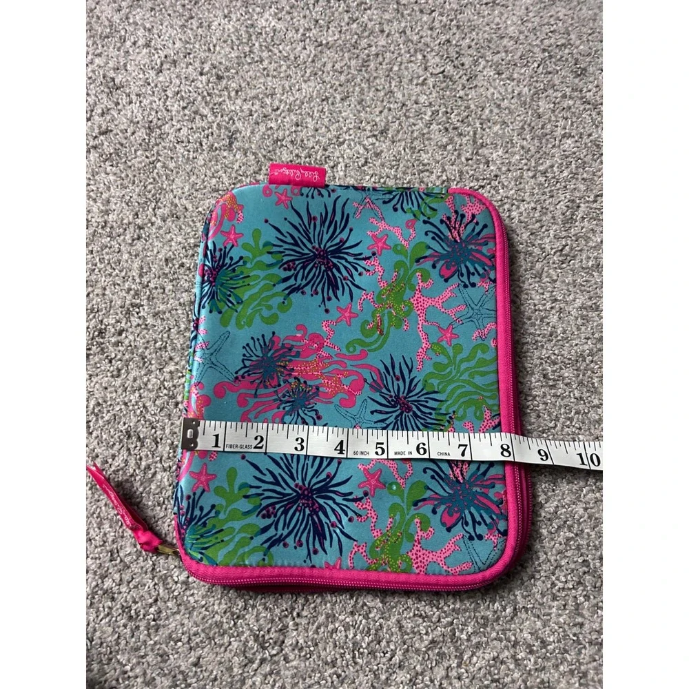 Lilly Pulitzer Neoprene Tablet Sleeve Blue Pink Coral Sea‎ Life Padded Case 10.5